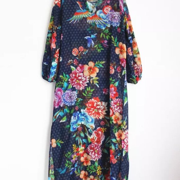 NWT Johnny Was Ocean Dreamer Puff Sleeve Maxi Cover-up - Picture 2 of 4